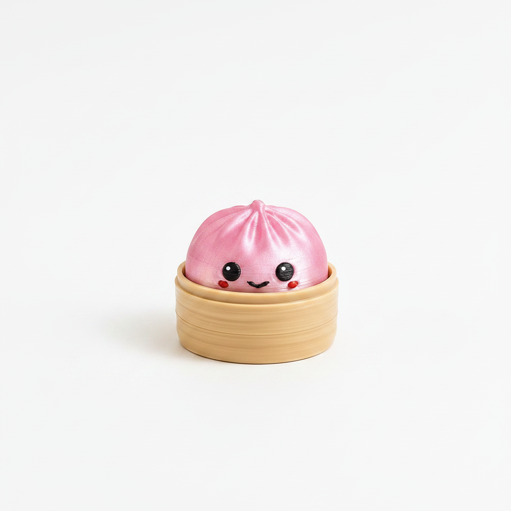 Dumpling Clicker Fidget Toy - single pink on white background