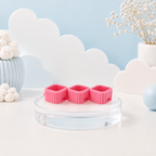 Pink Modular Keyboard Clicker base on pastel blue Tiny Tech Creations display