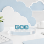 Light Blue Modular Keyboard Clicker caps with White @, ampersand, and dollar symbols