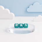 Teal Modular Keyboard Clicker caps with White @, ampersand, and dollar symbols